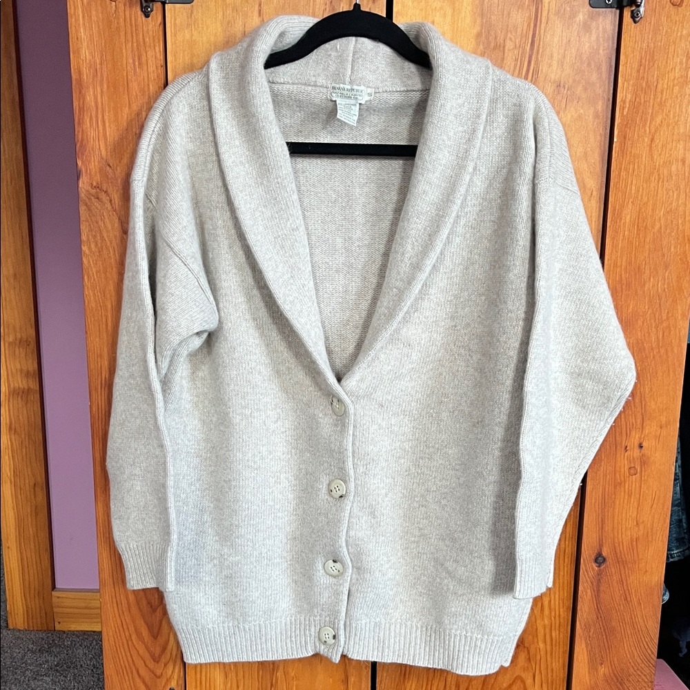 Banana Republic Beige Women's Lambswool Shawl Collar Cardigan